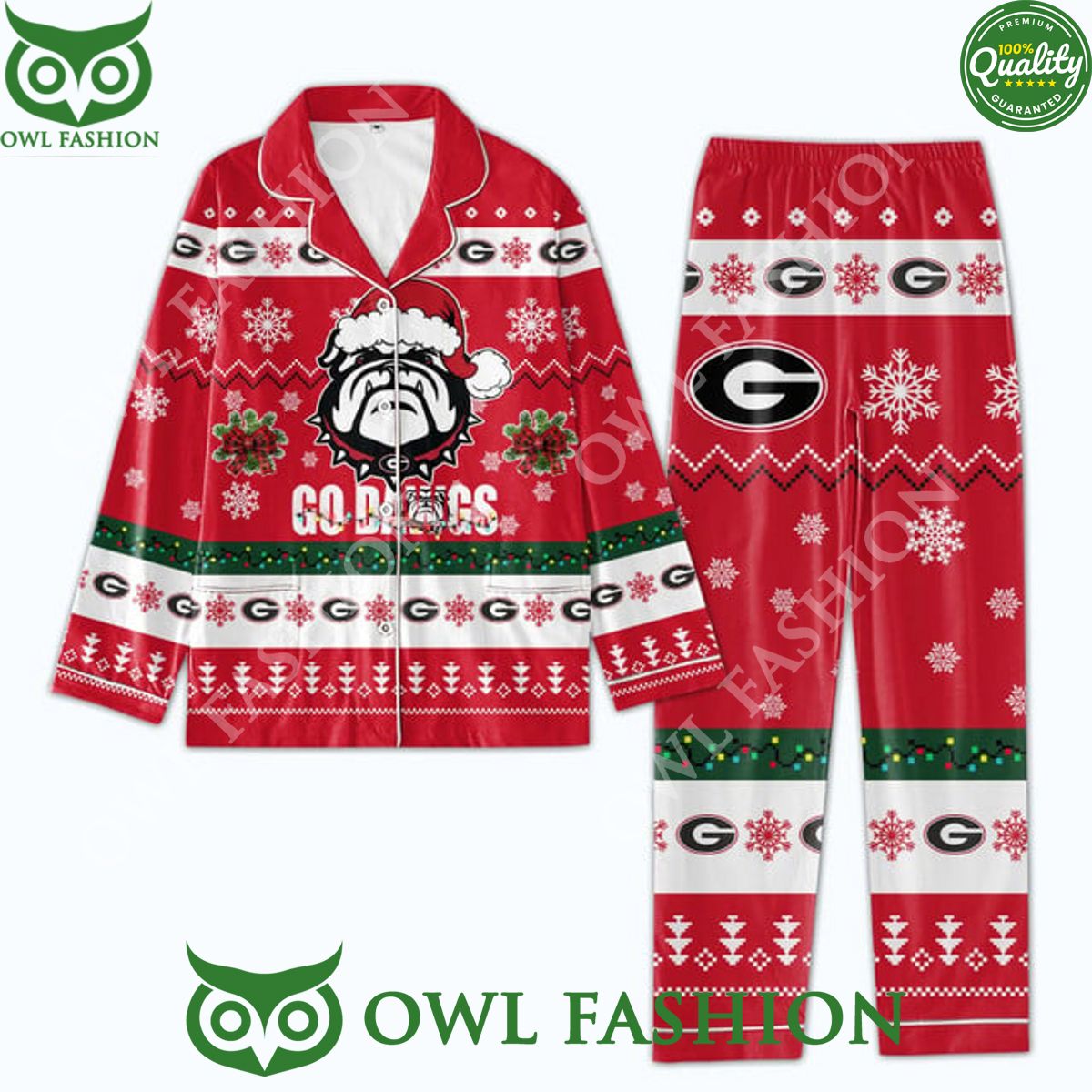 Georgia Bulldogs football go dawgs Christmas Pajamas Set Sizzling