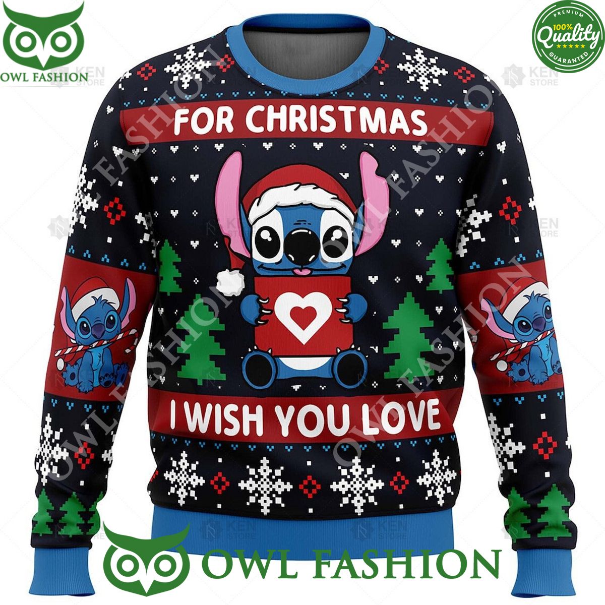 I Wish you Love Stitch 2023 Ugly Sweater Jumper Christmas Gang of rockstars