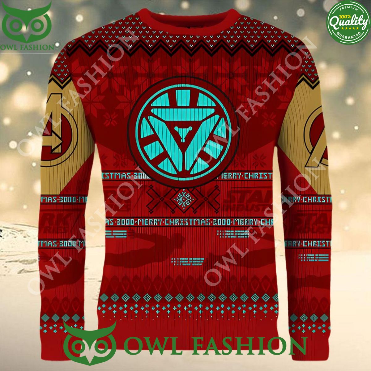 Iron Man I Love Christmas 3000 Ugly Christmas Sweater Jumper Studious look