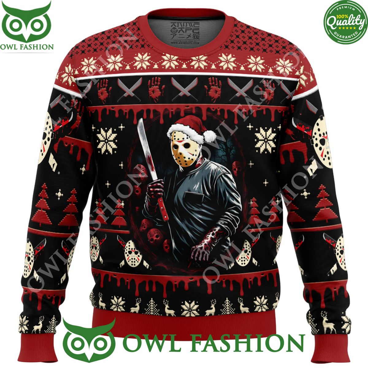 Jason Voorhees Firday the 13th Ugly Christmas Sweater Jumper Sizzling