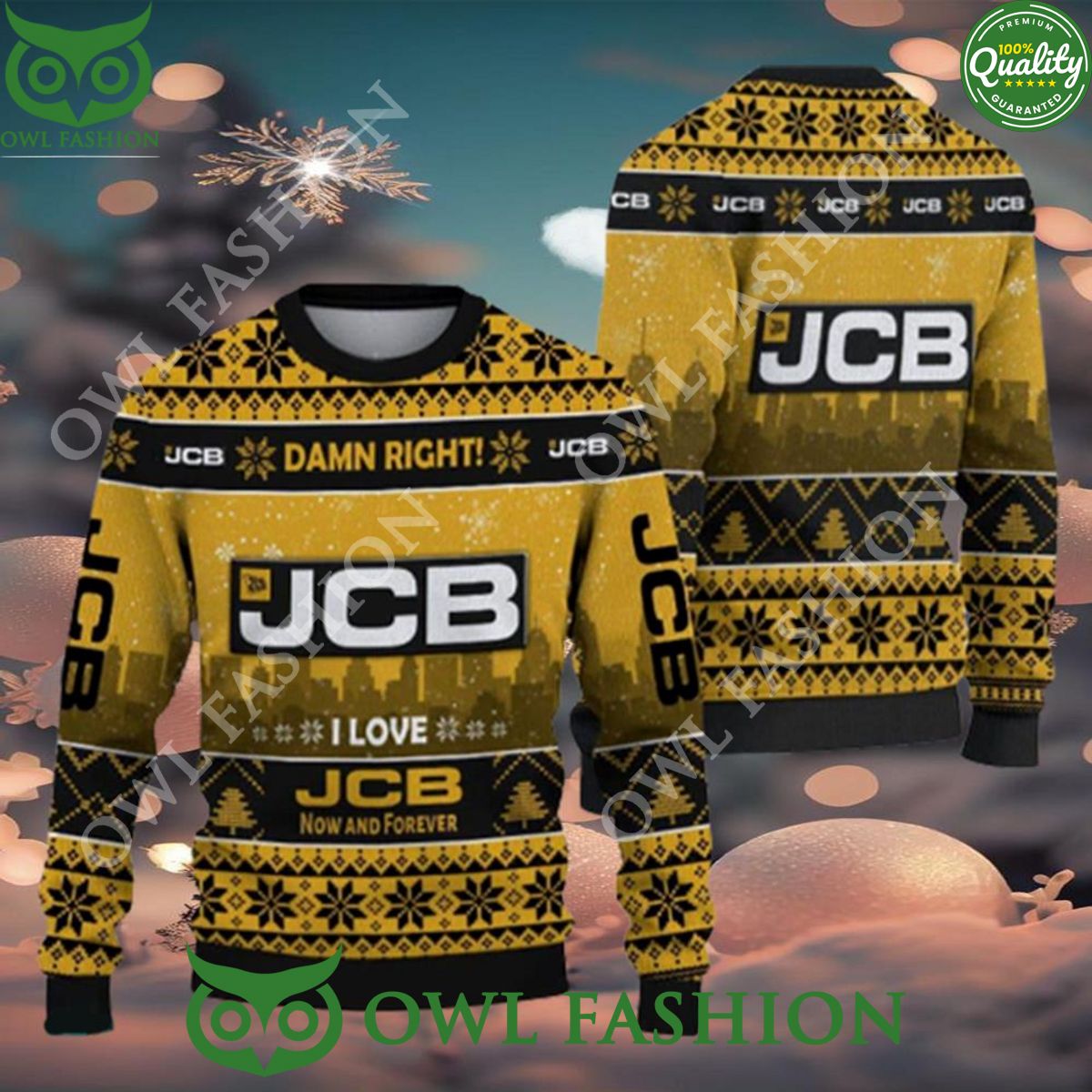 JCB Car Lovers Ugly Christmas 3D Sweater Jumper Gift For Fans Nice Pic