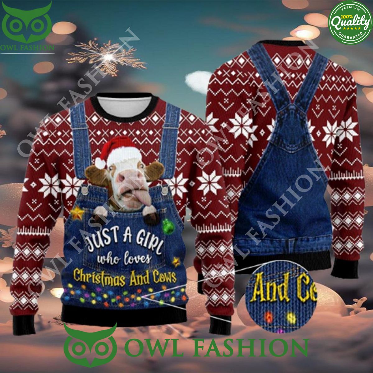 just a girl who loves cow ugly christmas sweater jumper 1 TiyYC.jpg