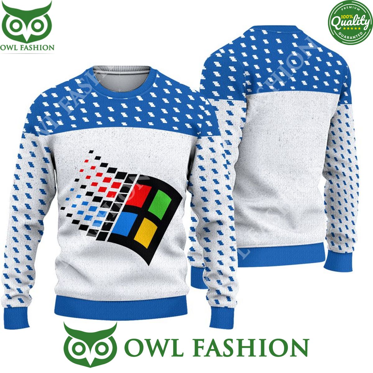Microsoft Windows 95 Ugly Christmas 3D Sweater sweatshirt You look lazy