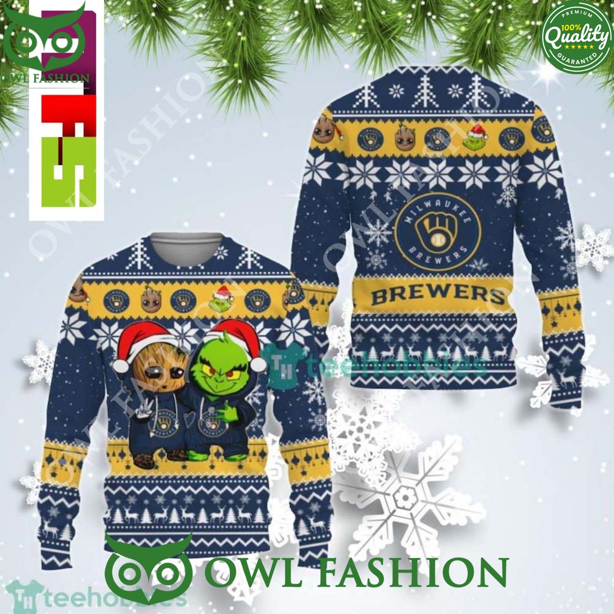 mlb milwaukee brewers baby groot and grinch best friends ugly christmas sweater 2023 1 uewiv.jpg