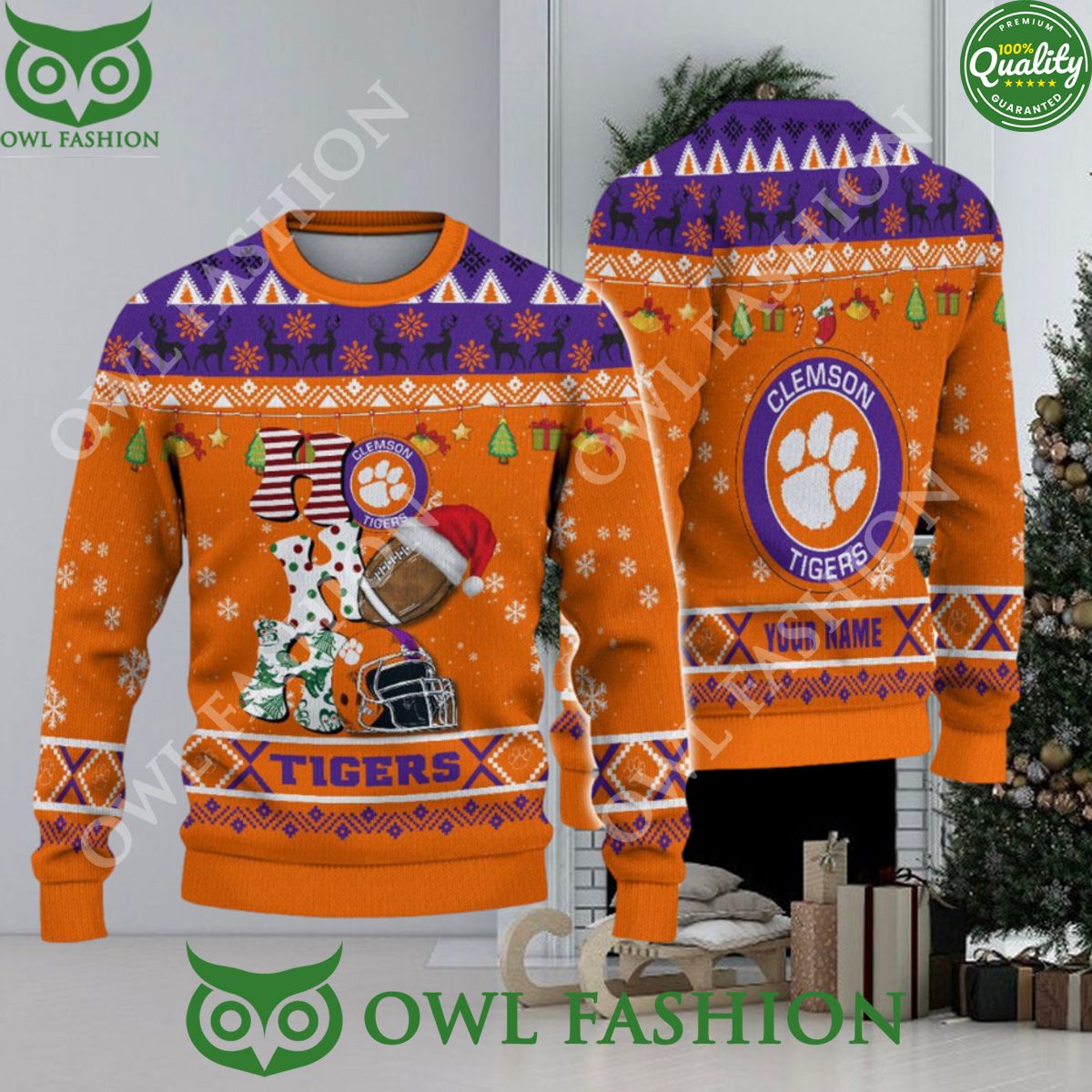 NCAA Clemson Tigers HO HO HO Ugly Christmas Custom Sweater Jumper Damn good