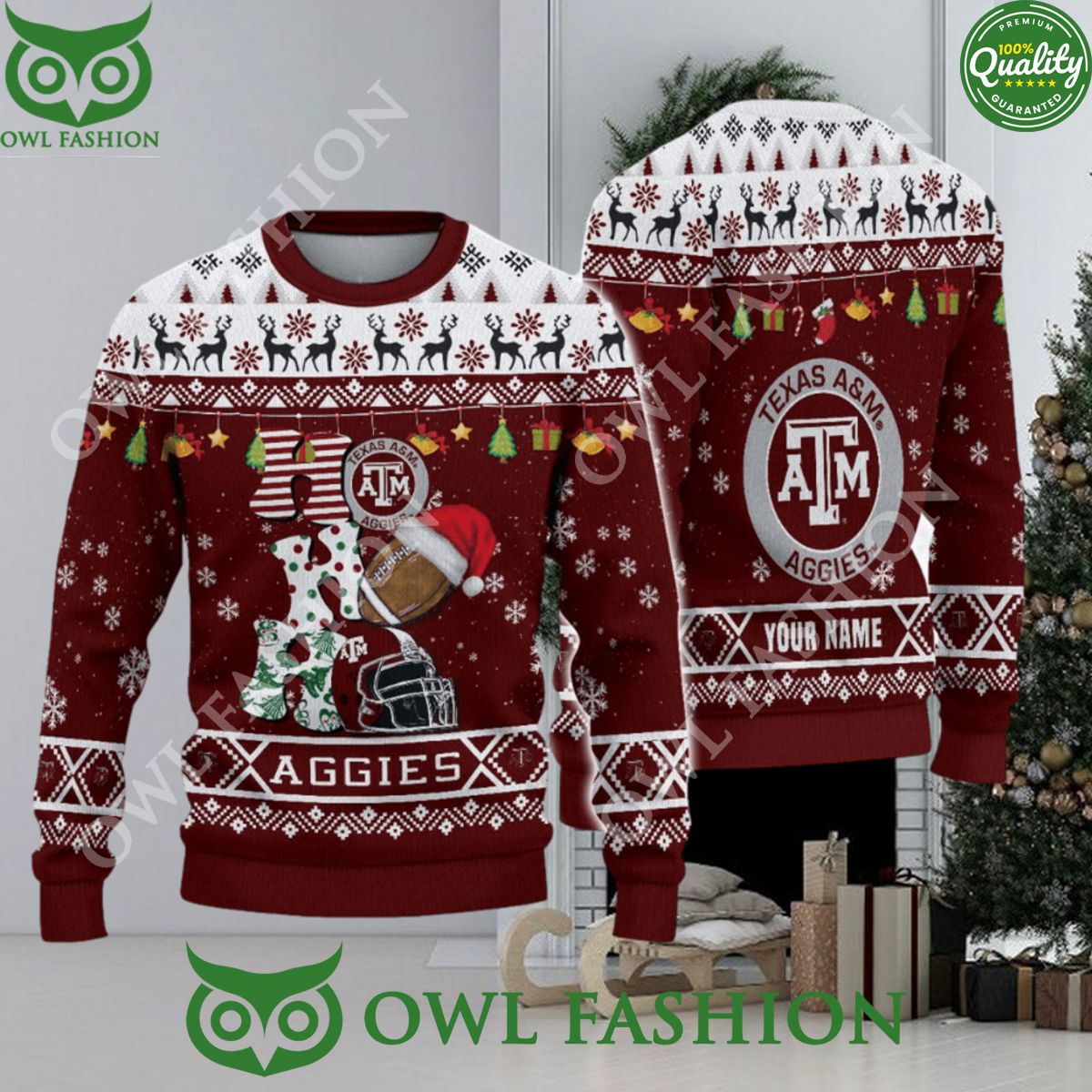 NCAA Texas A&M Aggies HO HO HO Custom Ugly Christmas Sweater Jumper ...