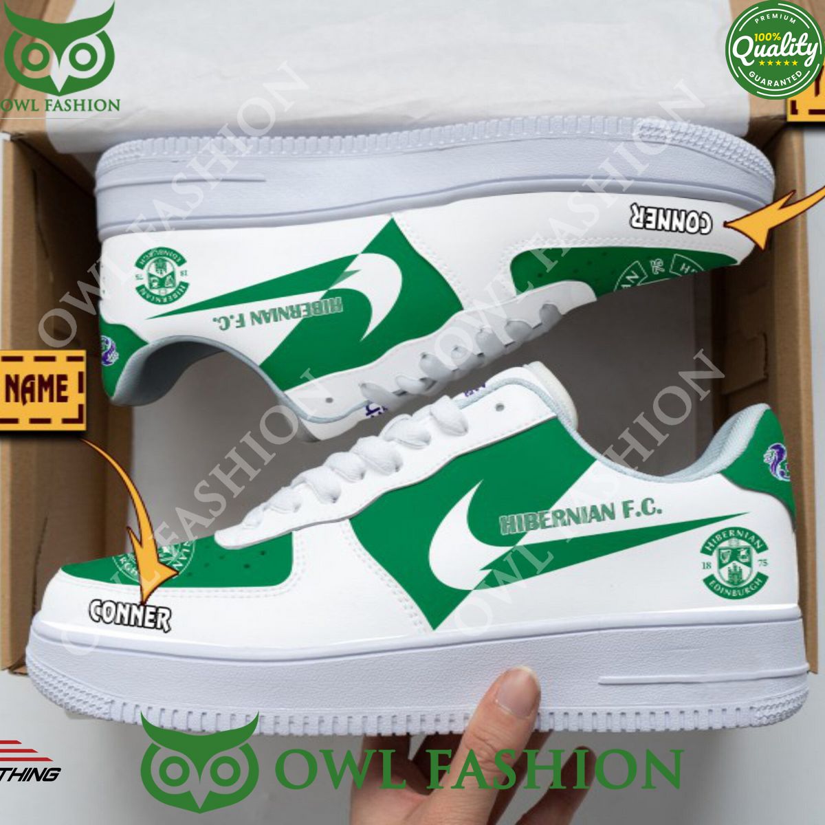 SPFL Hibernian F.C. Air Force 1 NAF Shoes Natural and awesome