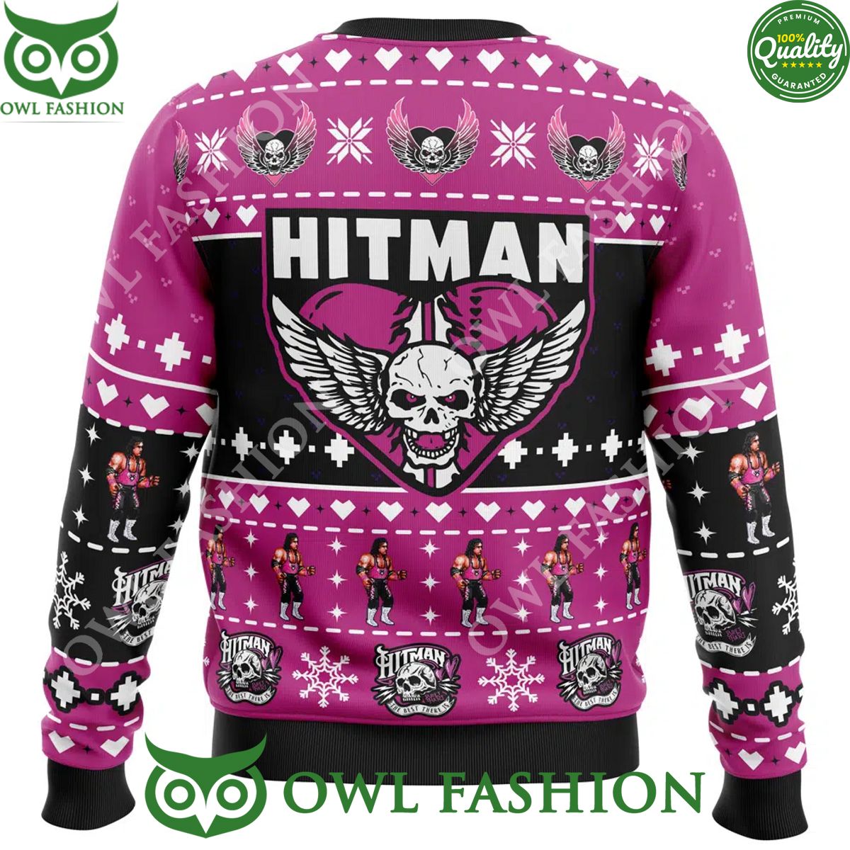 The Hitman Bret Hart Wrestler Ugly Christmas Sweater Jumper - Owl ...
