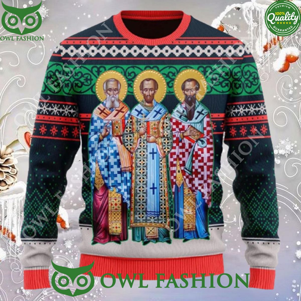 Three Great Hierarchs Ugly Sweater Jumper Cutting dash