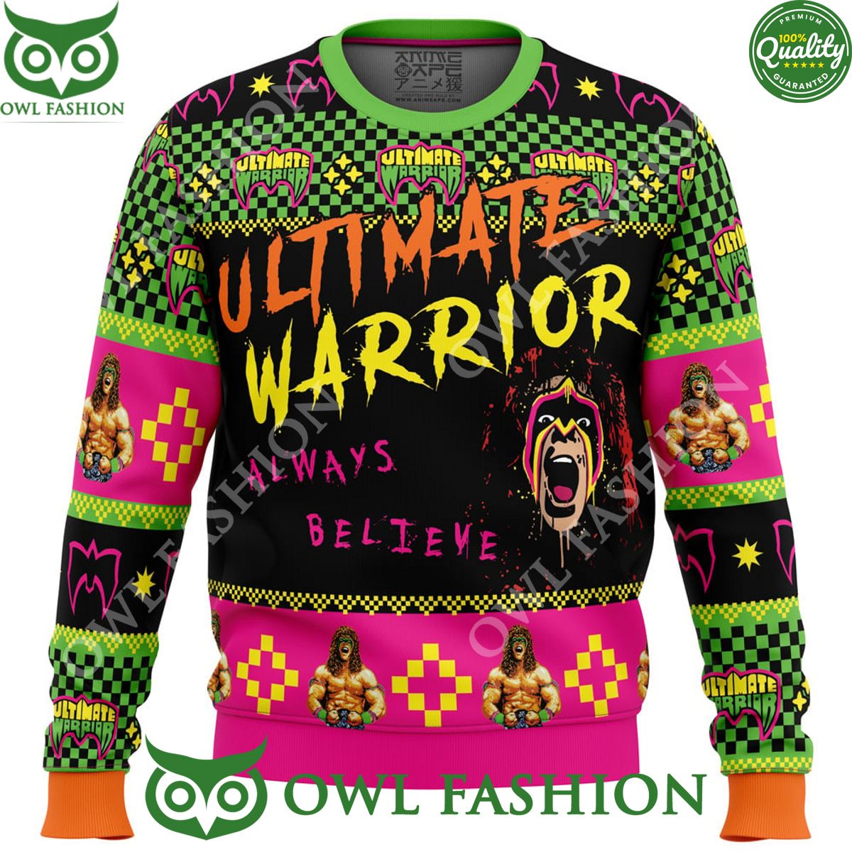 ultimate warrior always believe wrestler ugly christmas sweater jumper 1 G8715.jpg