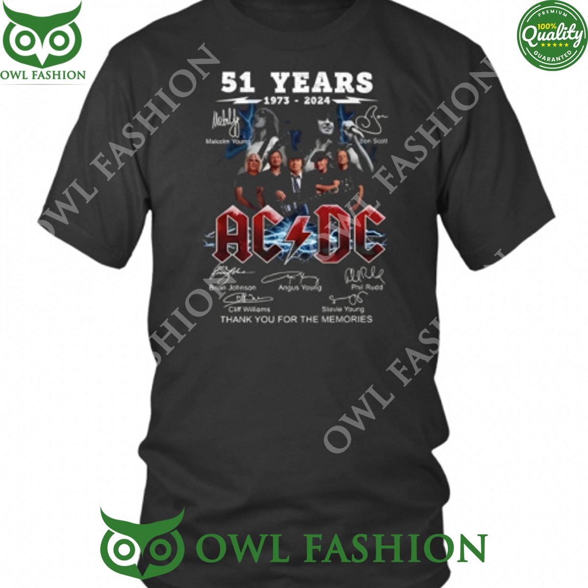 ACDC 51 years anniversary 1973 2024 for memories t shirt Natural and awesome