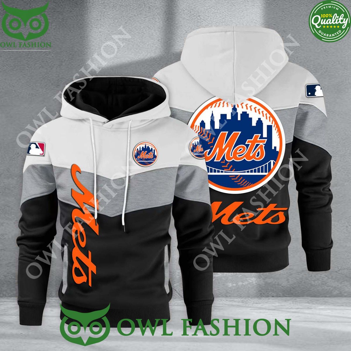 Baseball New York Mets Team MLB Black White Printed Hoodie Nice elegant click