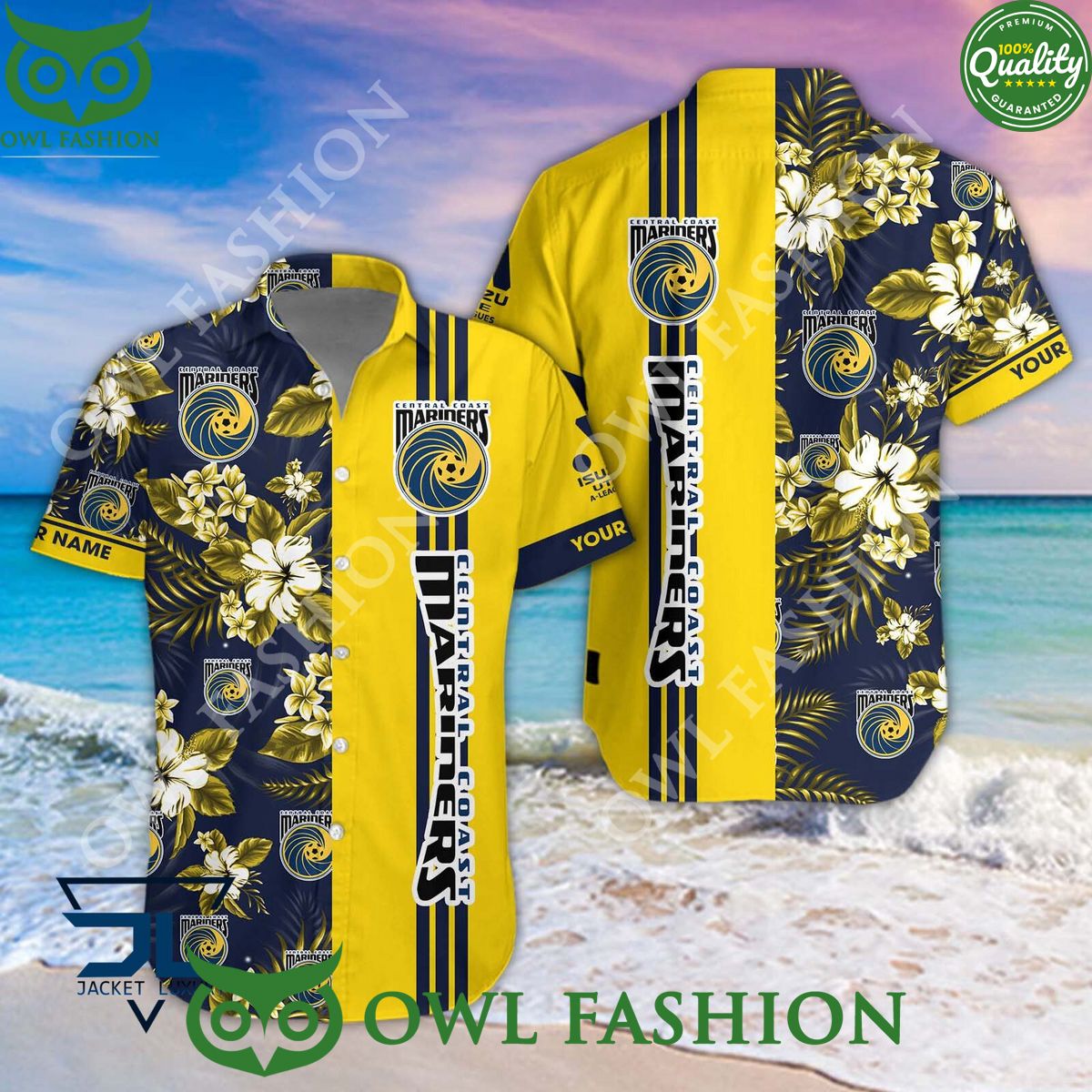 Central Coast Mariners A League Football Hawaiian shirt and short