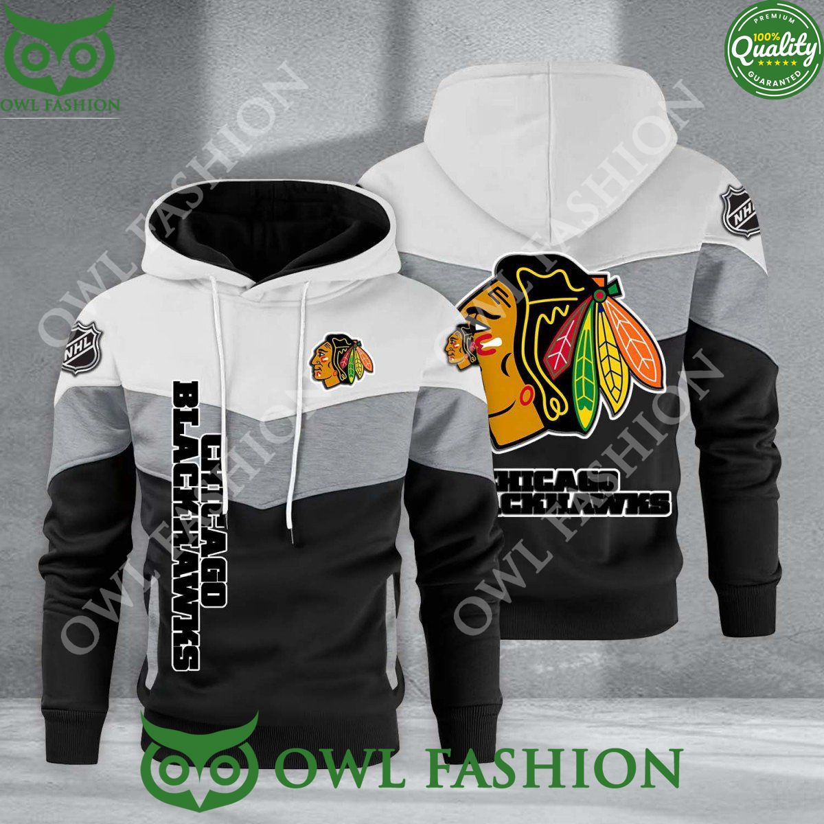 chicago blackhawks nhl hockey black white printed hoodie 1 YIHBi.jpg