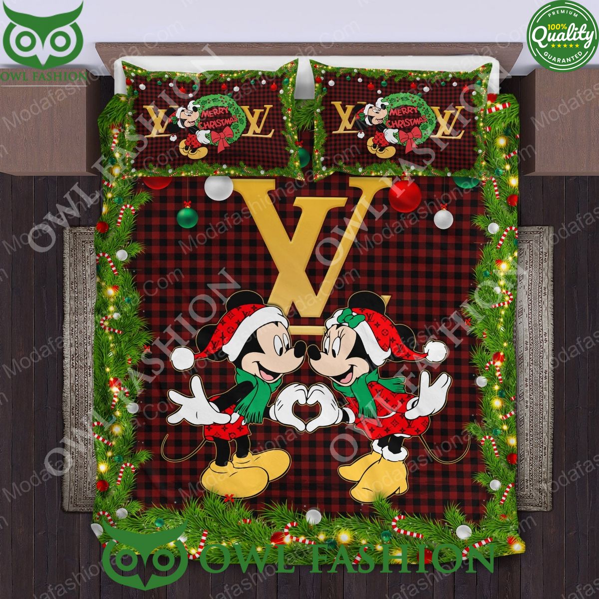 christmas mickey and minnie louis vuitton lv bedding sets 1 BCHui.jpg