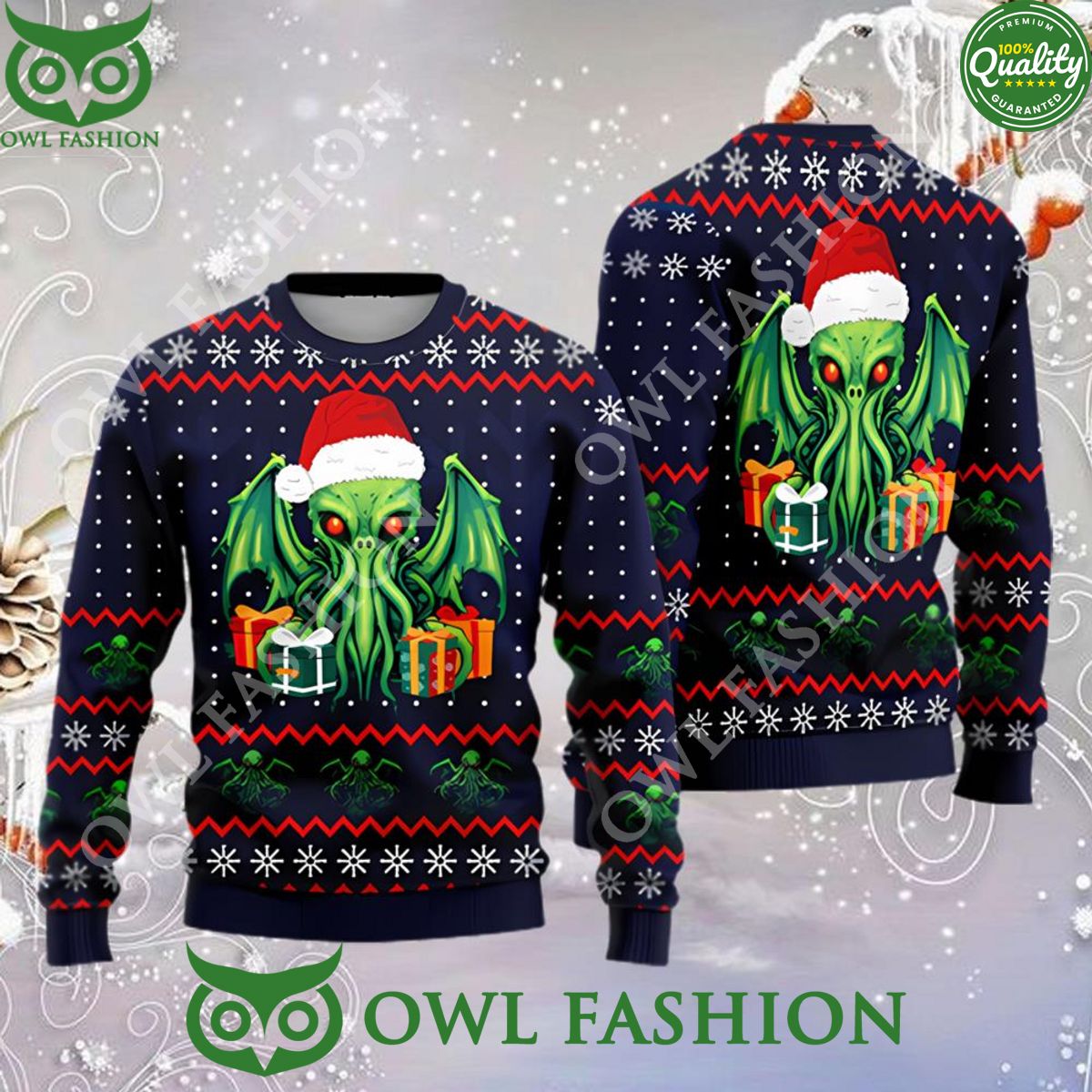 green octopus great old one christmas gift ugly christmas sweater jumper 1 vz8Wy.jpg