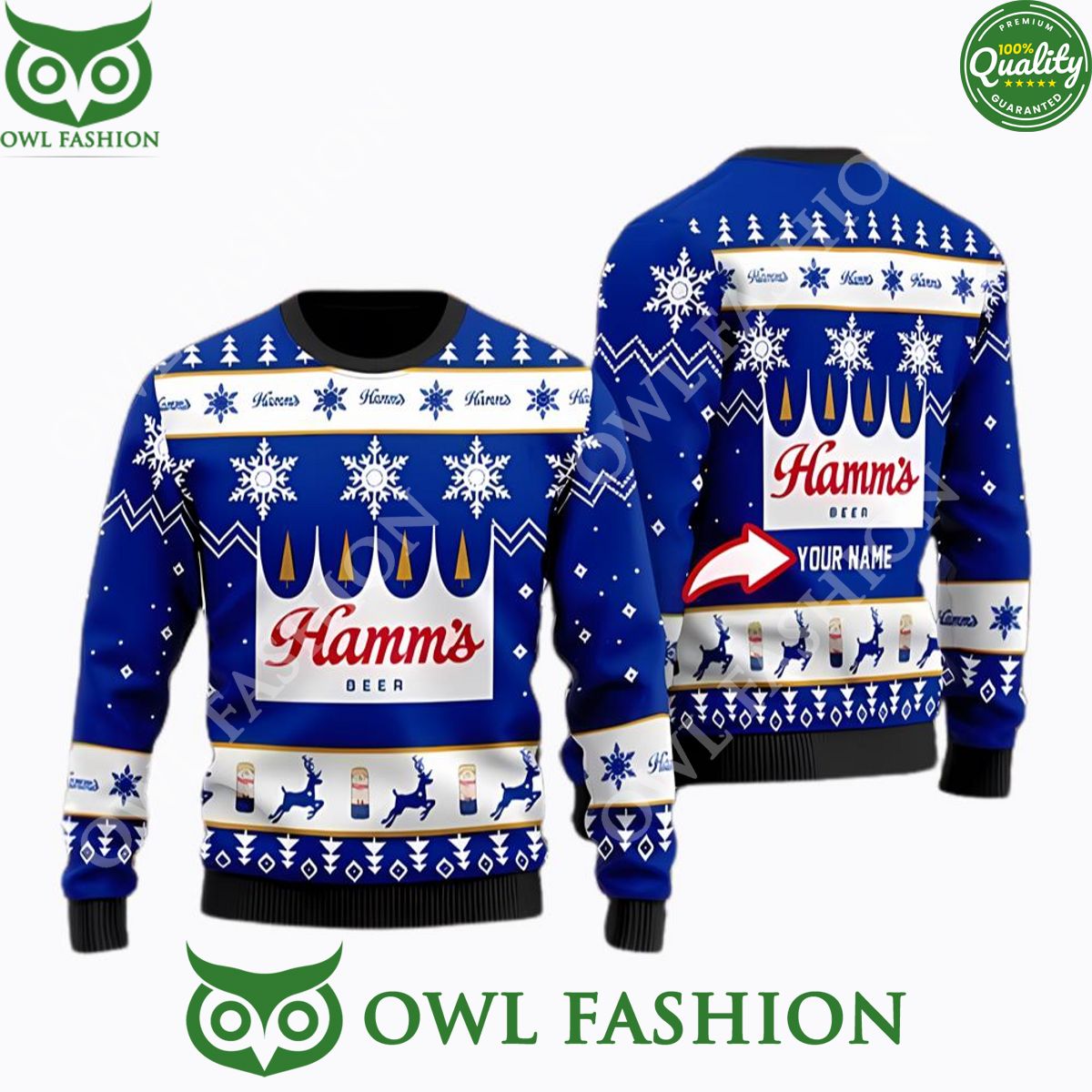 Hamm's Beer Christmas Sweater Jumper Custom Name Studious look