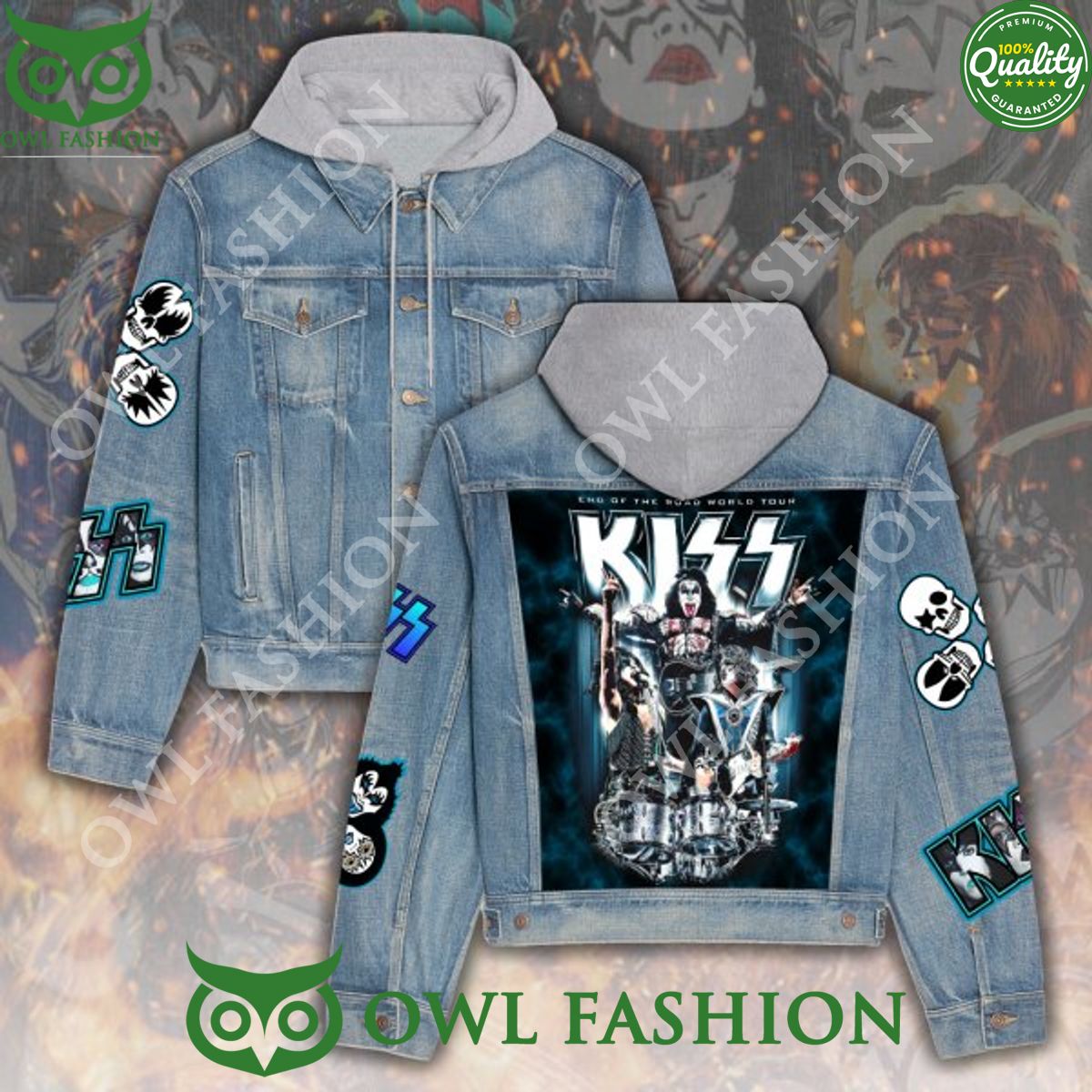 Kiss Rock Band Denim Hood Jacket Trending picture dear