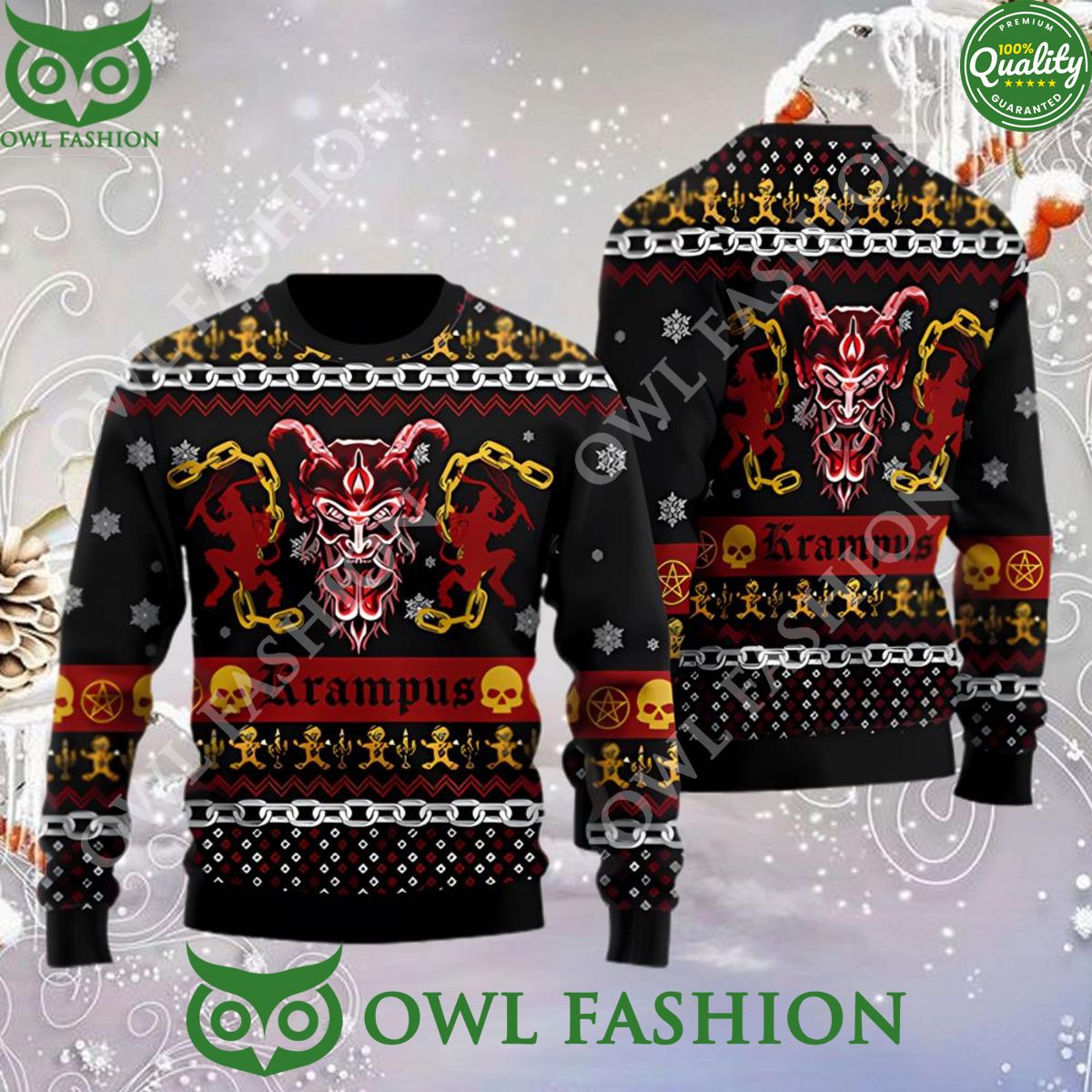 Krampus Horror Ugly Christmas Sweater Jumpers Pic of the century