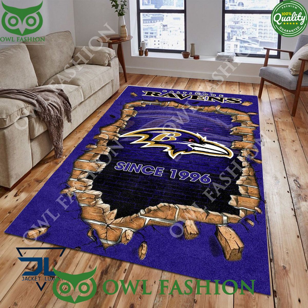 Living Room Baltimore Ravens Logo NFL 1965 Wall Broken Rug Carpet Super sober