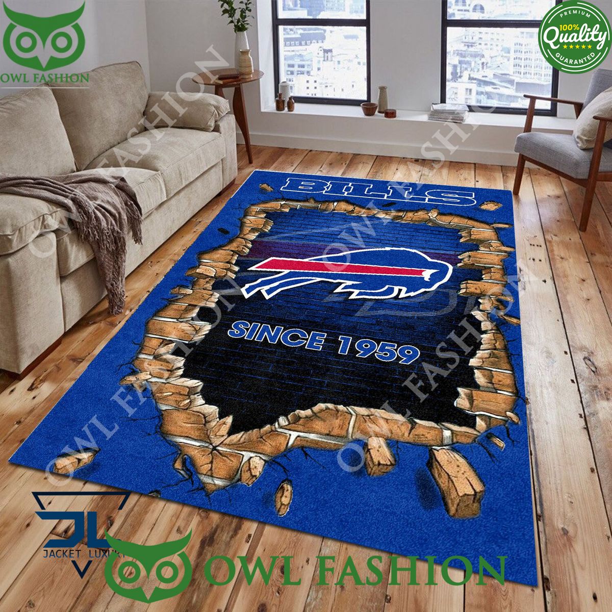 Living Room Buffalo Bills Logo NFL 1965 Wall Broken Rug Carpet Selfie expert