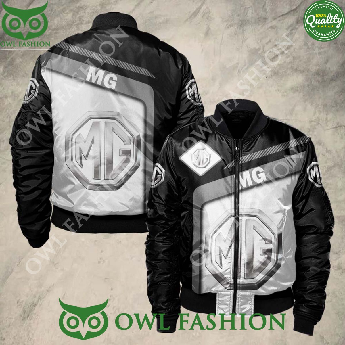 MG Car Car Bomber Jacket Printed Beauty is power; a smile is its sword.