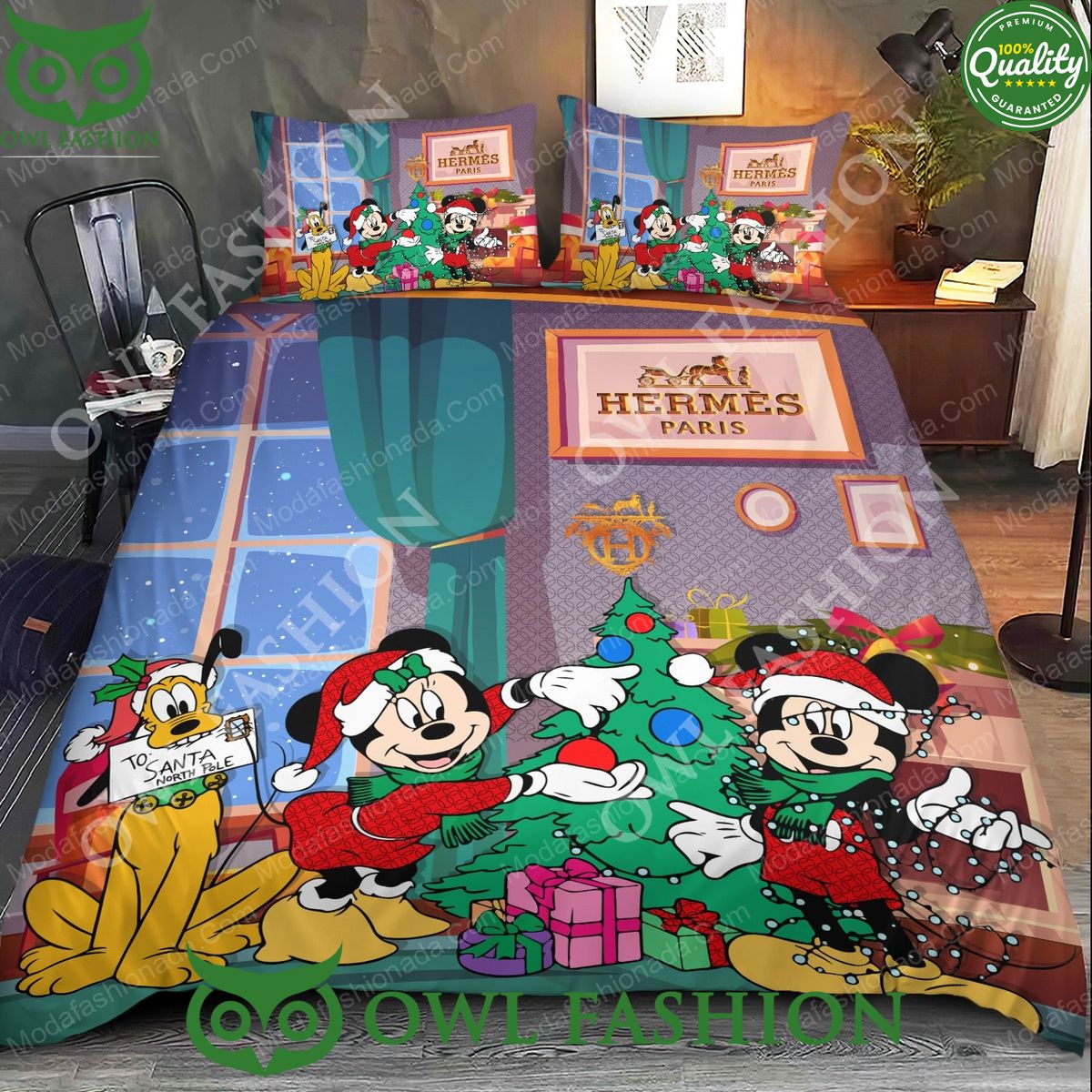 Mickey And Minnie Hermes Merry Christmas Bedding Sets Impressive picture.