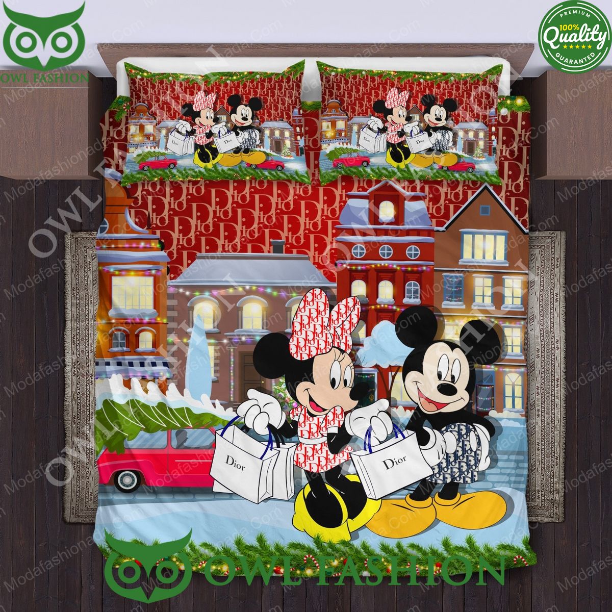Mickey and Minnie Mouse Dior Merry Christmas Bedding Sets