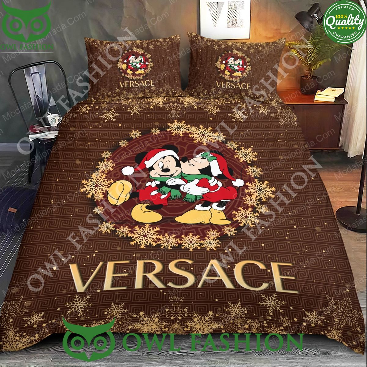 Mickey And Minnie Versace Merry Christmas Limited Bedding Set Looking so nice