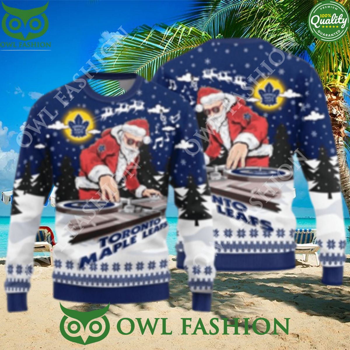 MLB Toronto Maple Leafs Christmas Funny DJ Santa New Style Sweater Nice Pic
