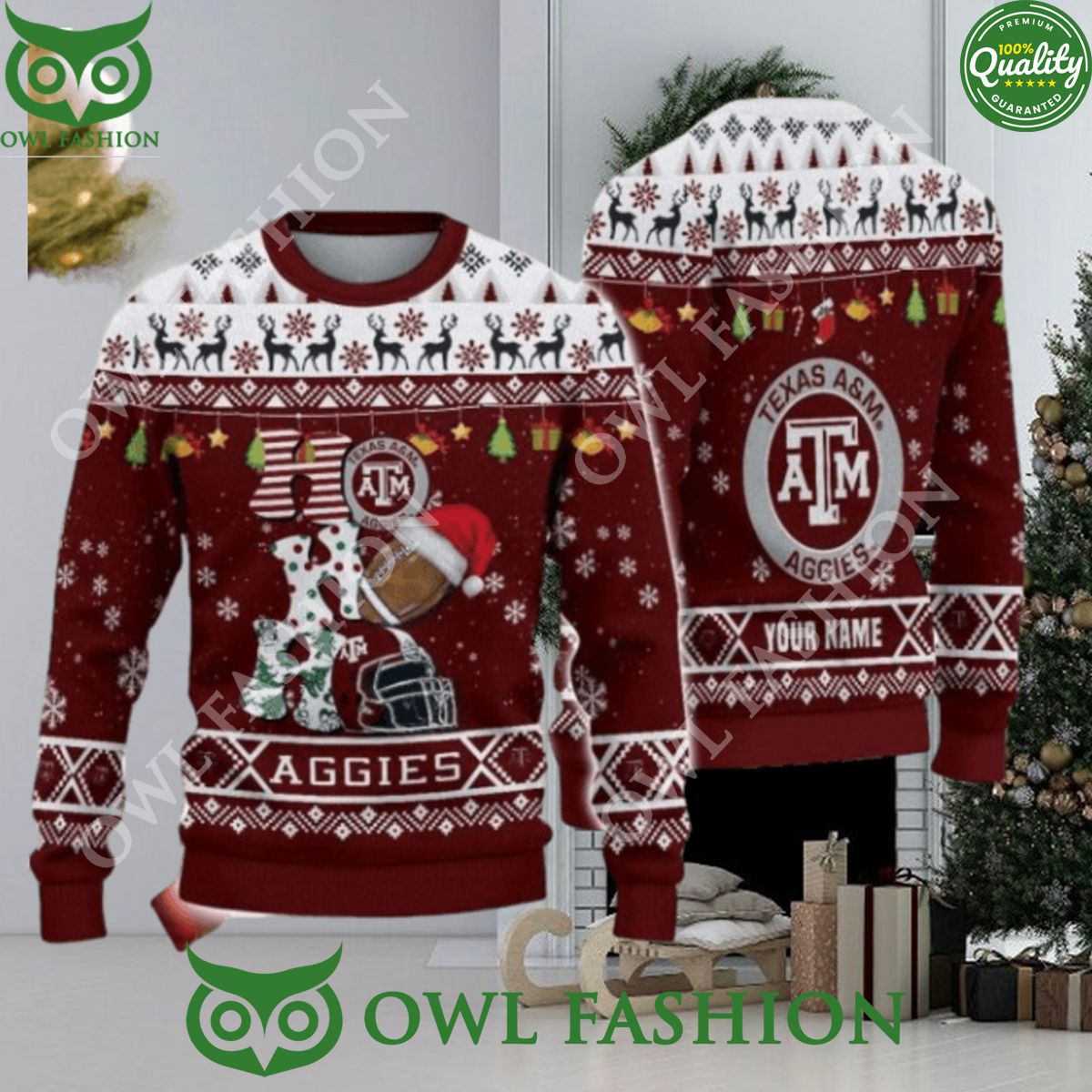 ncaa texas aggies custom name ho ho ho ugly christmas sweater jumper 1 qK5kg.jpg