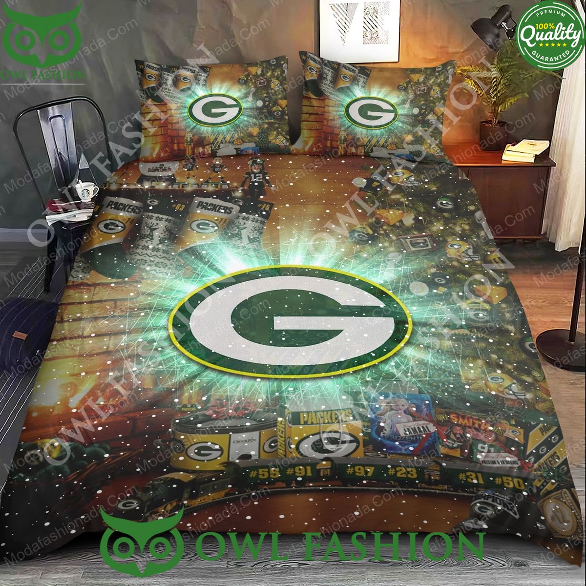 NFL Green Bay Packers Logo Christmas Bedding Sets You look beautiful forever