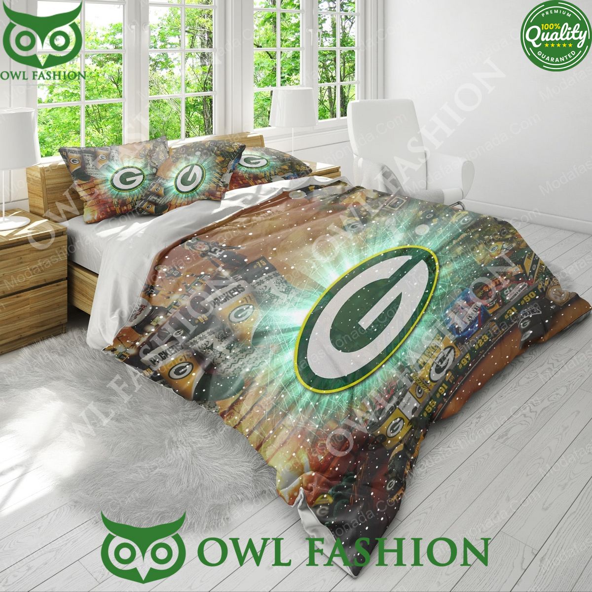 NFL Green Bay Packers Logo Christmas Bedding Sets Eye soothing picture dear