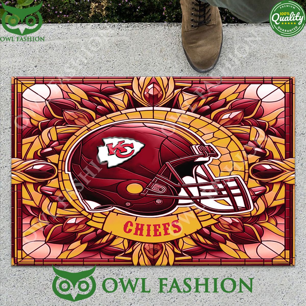 Kansas City Chiefs football shaped rug