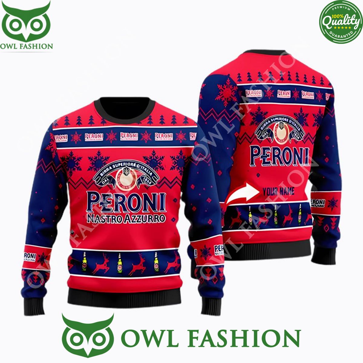 Peroni Beer Personalized Christmas Sweater Jumpers Wow, cute pie