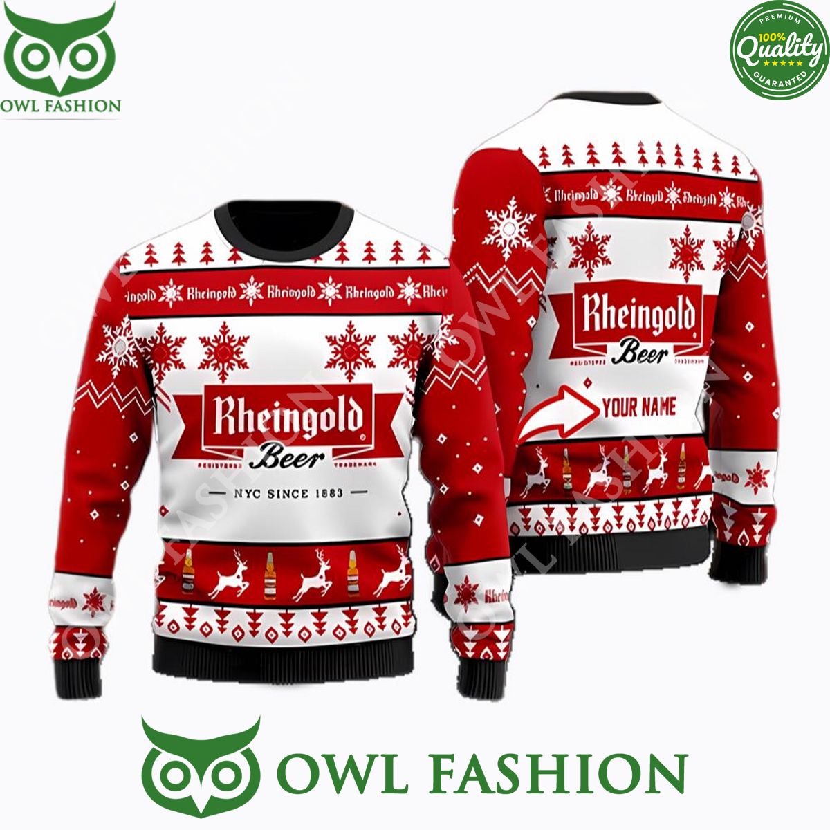 Personalized Rheingold Beer Christmas Sweater Jumper Elegant and sober Pic