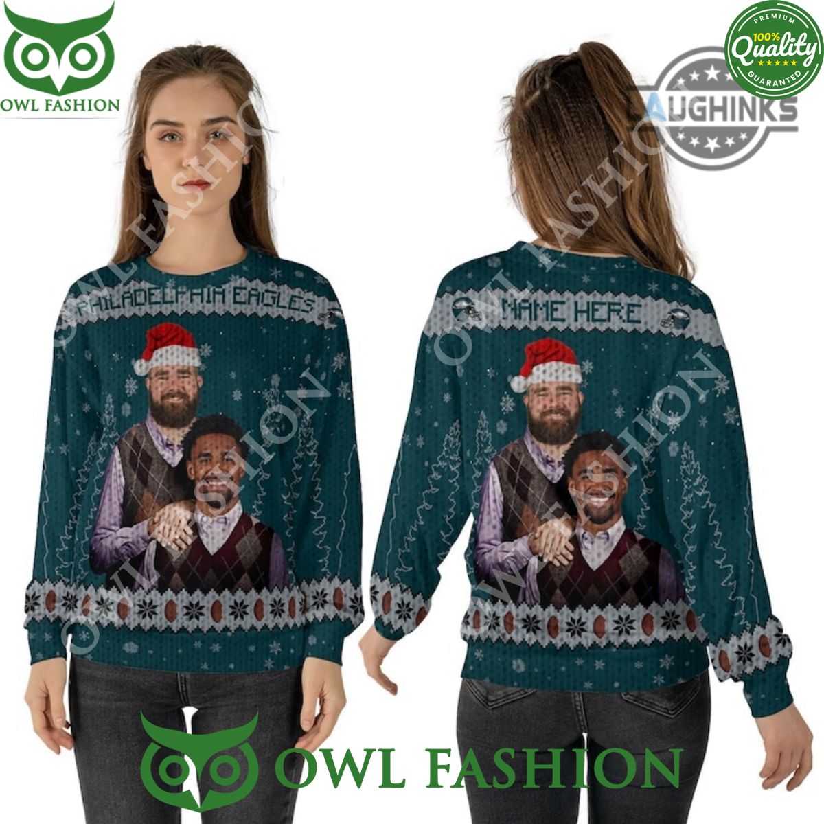 Jason Kelce Philadelphia Cartoon Premium Ugly Christmas Sweater Jumper -  Owl Fashion Shop