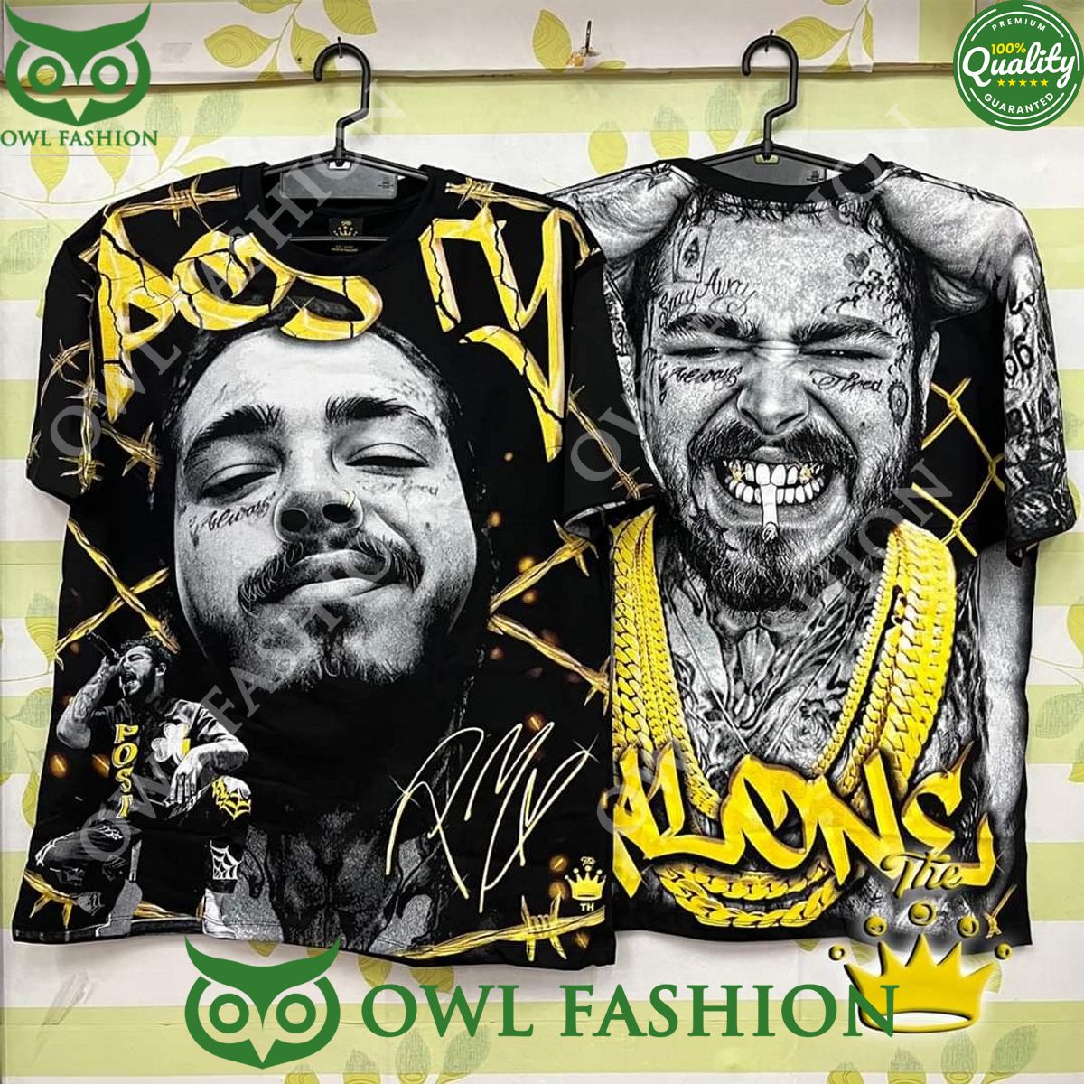 Posty Malone Gold Crown Printed t shirt Natural and awesome
