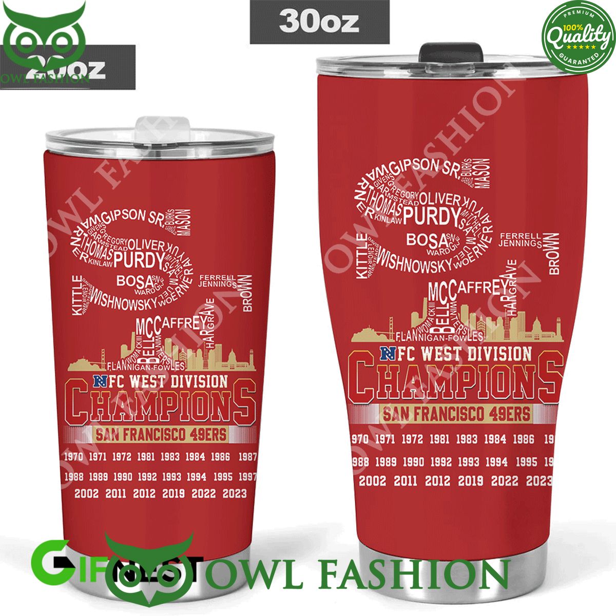 NFC West Champions 2023 SF 49ers Tumbler