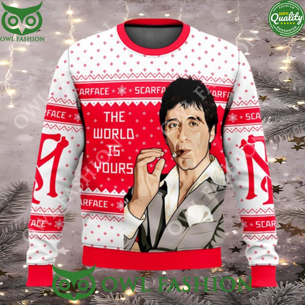 scarface the world is yours tony montana ugly christmas sweater jumper 2023 1 A9xua.jpg