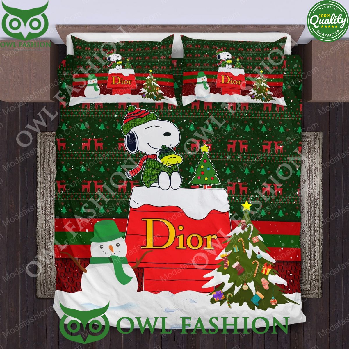 snoopy dog dior christmas premium bedding sets 1 yTouy.jpg