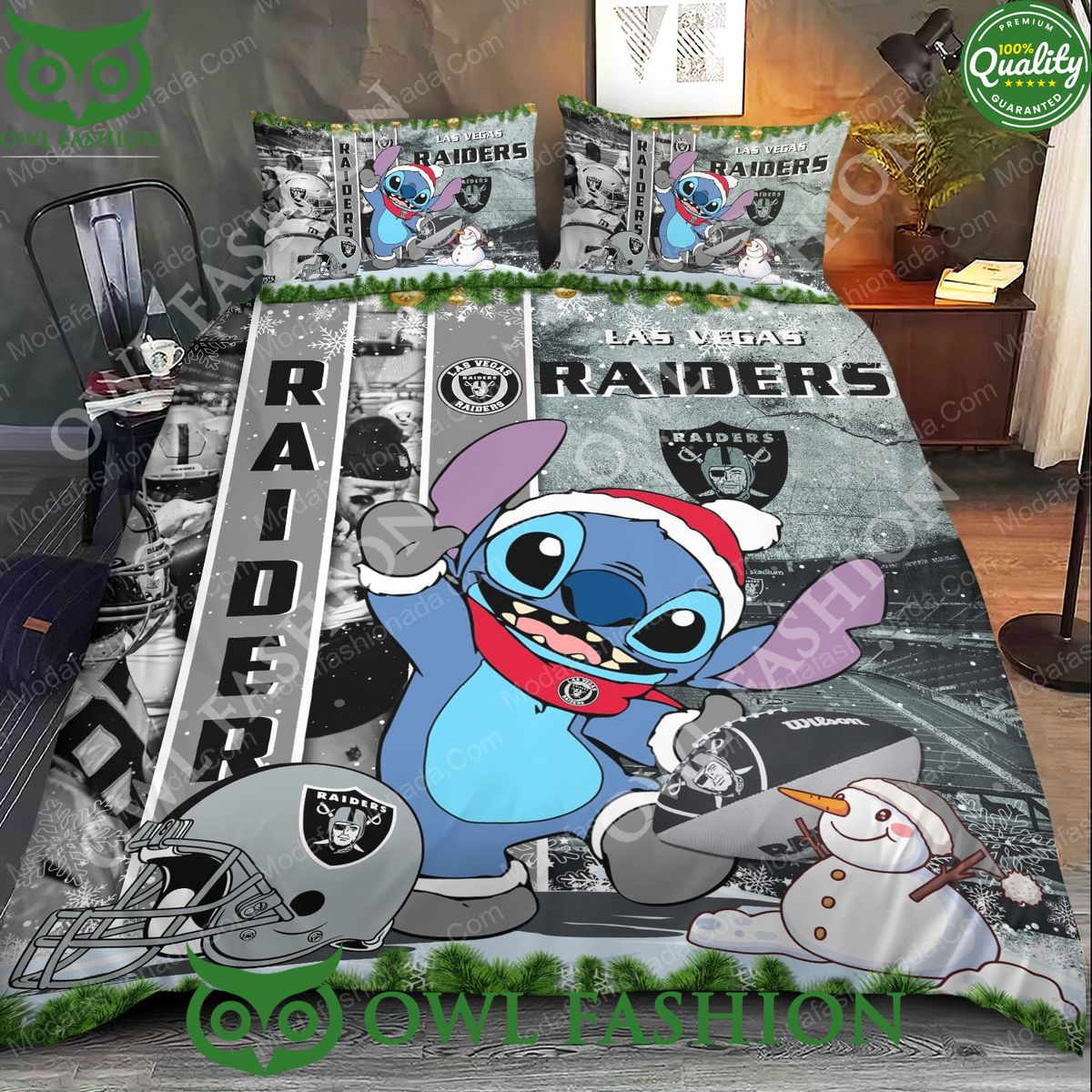 stitch nfl las vegas raiders christmas bedding sets 2 W4IHM.jpg