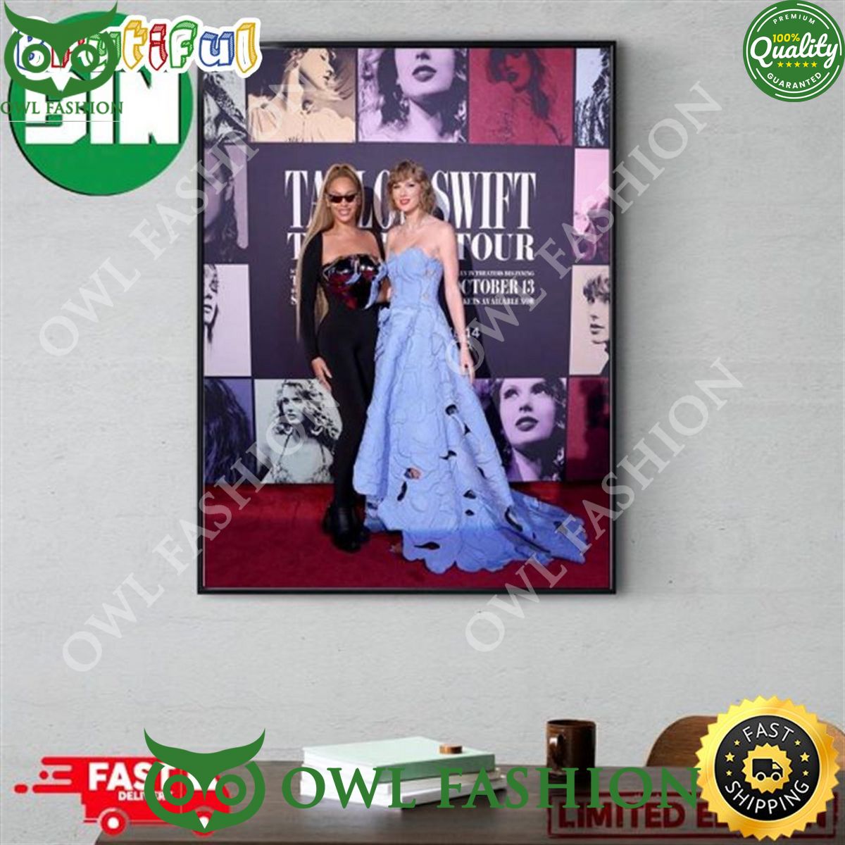 taylor swift and beyonce tonight at ts the eras tour film premiere home decor poster canvas 1 5ZicR.jpg