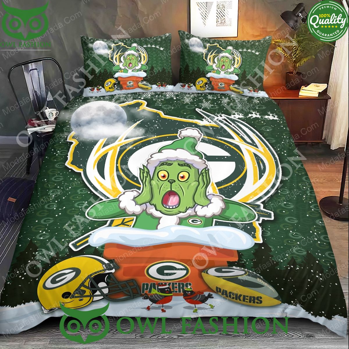 the grinch nfl green bay packers christmas bedding sets 2 884P2.jpg