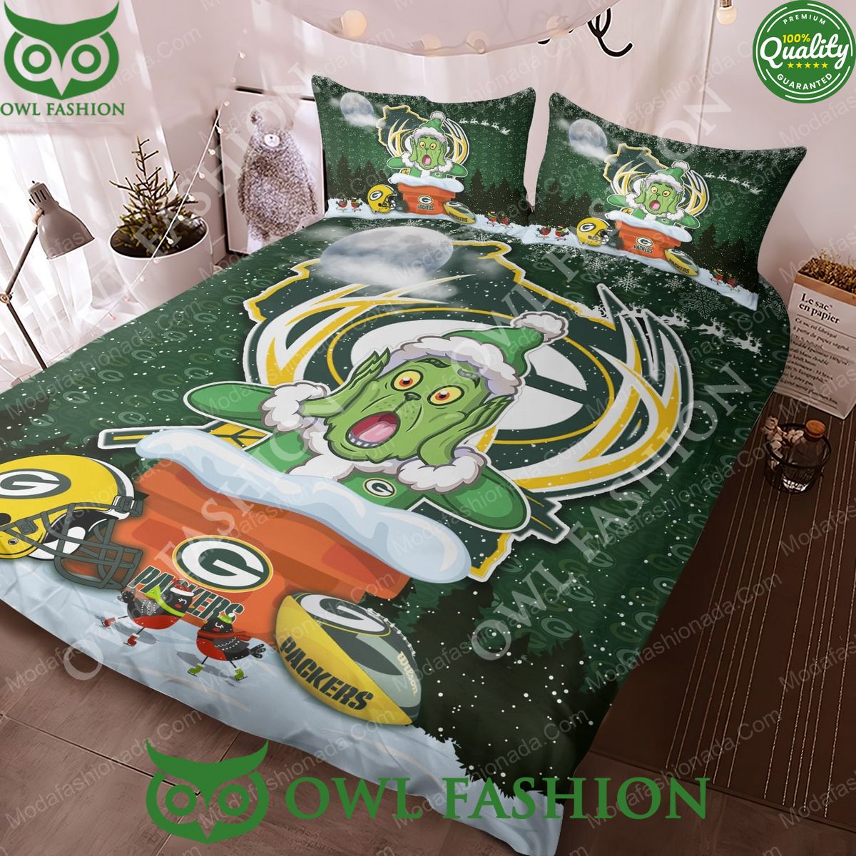 The Grinch NFL Green Bay Packers Christmas Bedding Sets Royal Pic of yours
