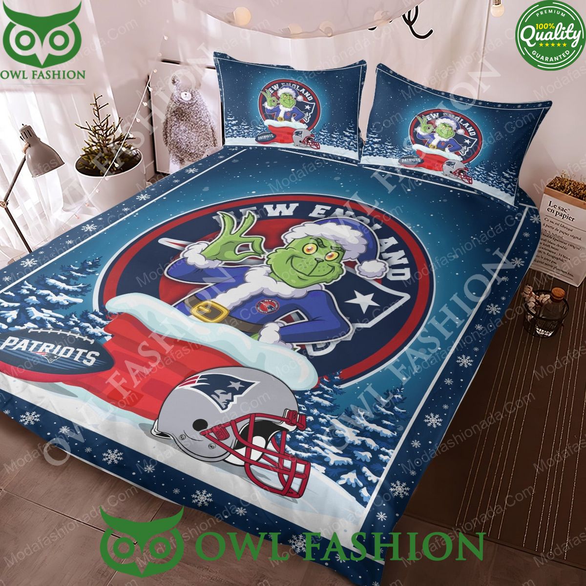The Grinch NFL New England Patriots Christmas Bedding Sets Cool look bro