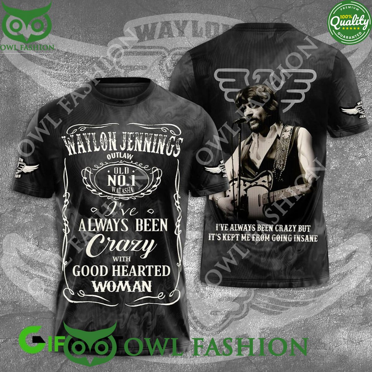 waylon jennings outlaw no 1 crazy hearted woman black on black t shirt 1 27Stf.jpg