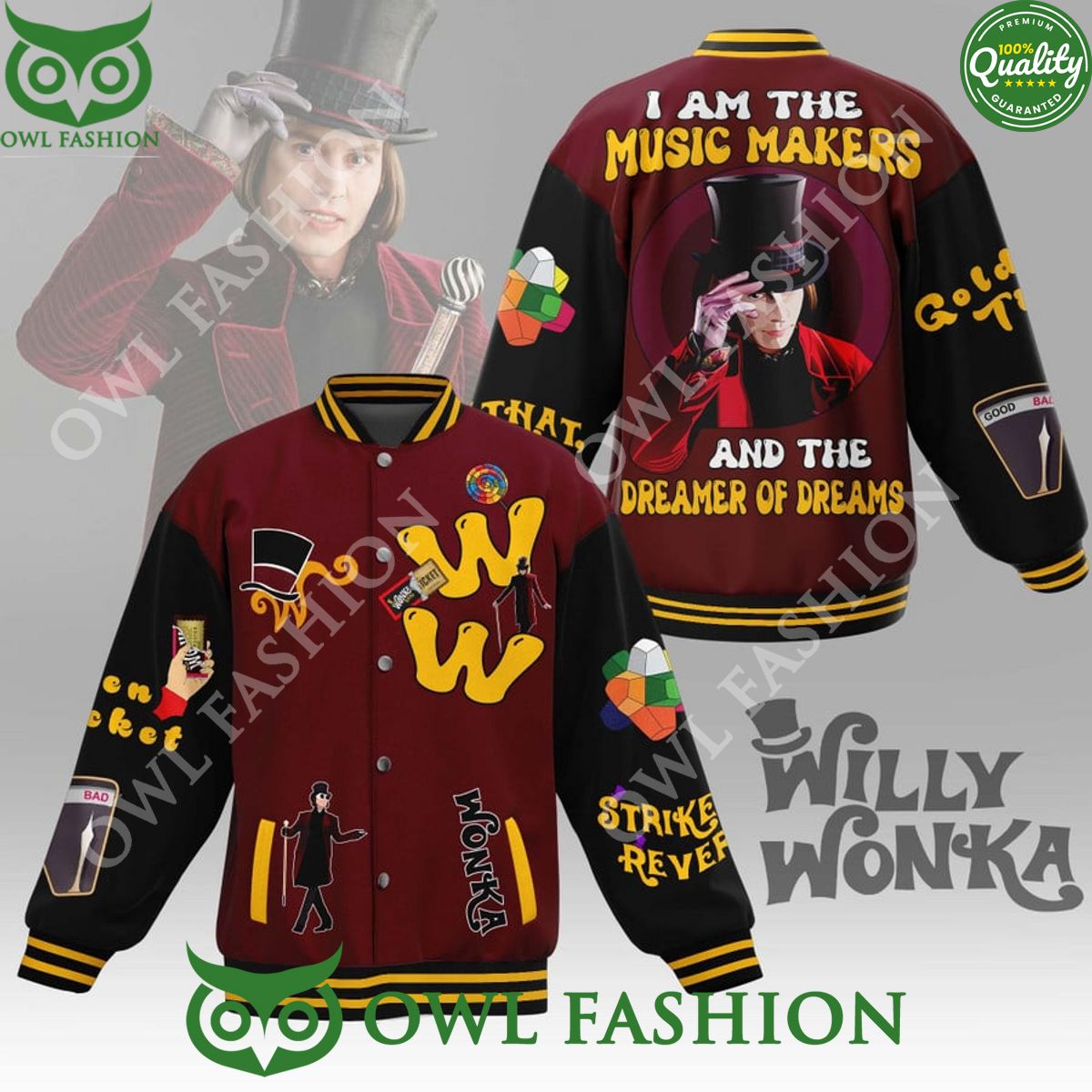 Willy Wonka Fantasy Musical Film Baseball Jacket Coolosm