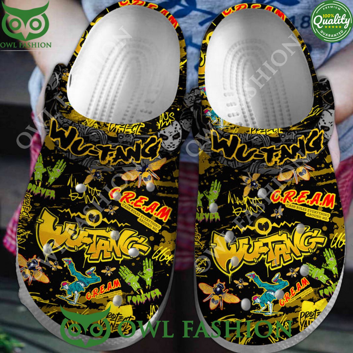 Wu Tang Clan Cream Scared Crocs This design has a strong emotional impact.
