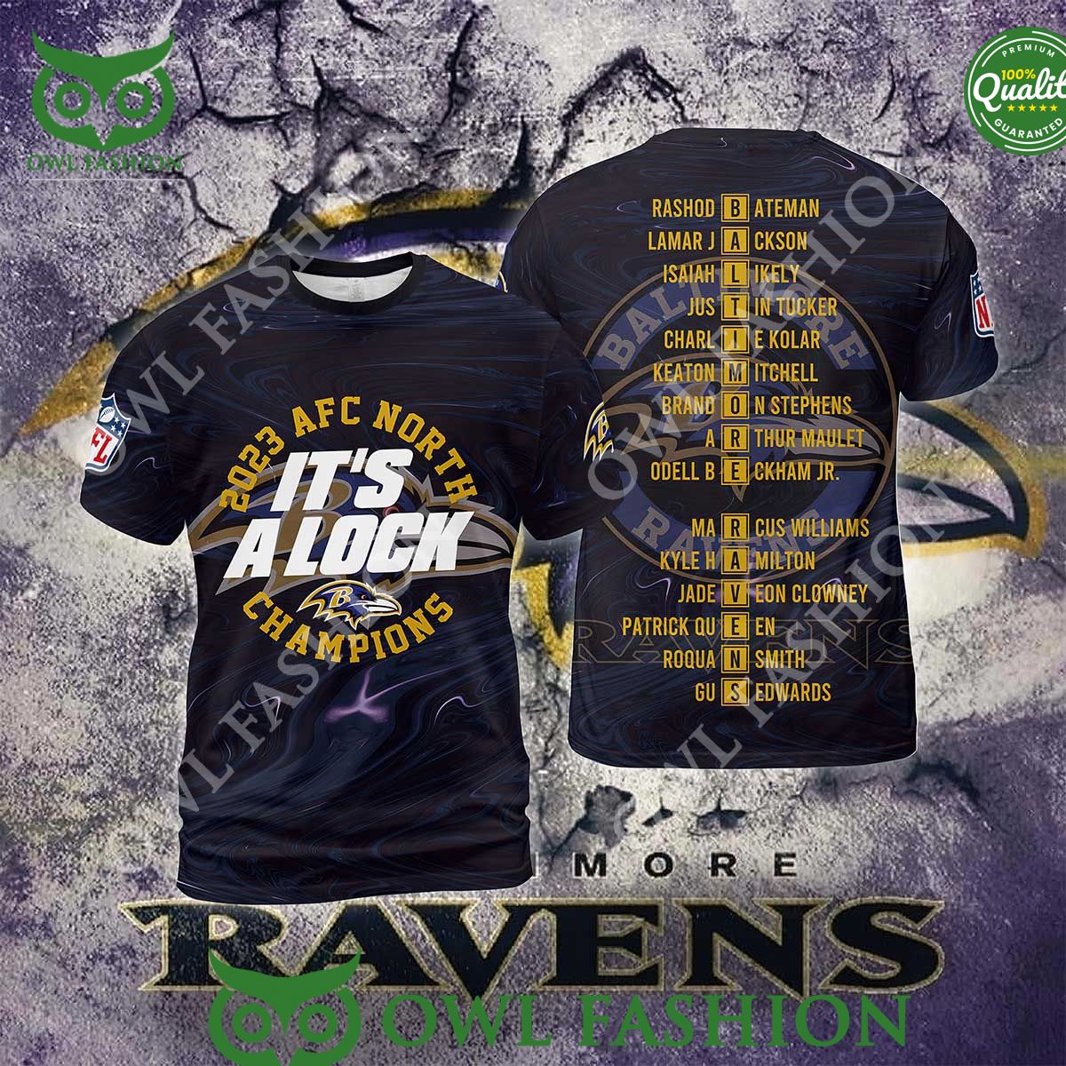 Baltimore Ravens 2023 AFC North Its a Lock Champion 3D t Shirt Good click